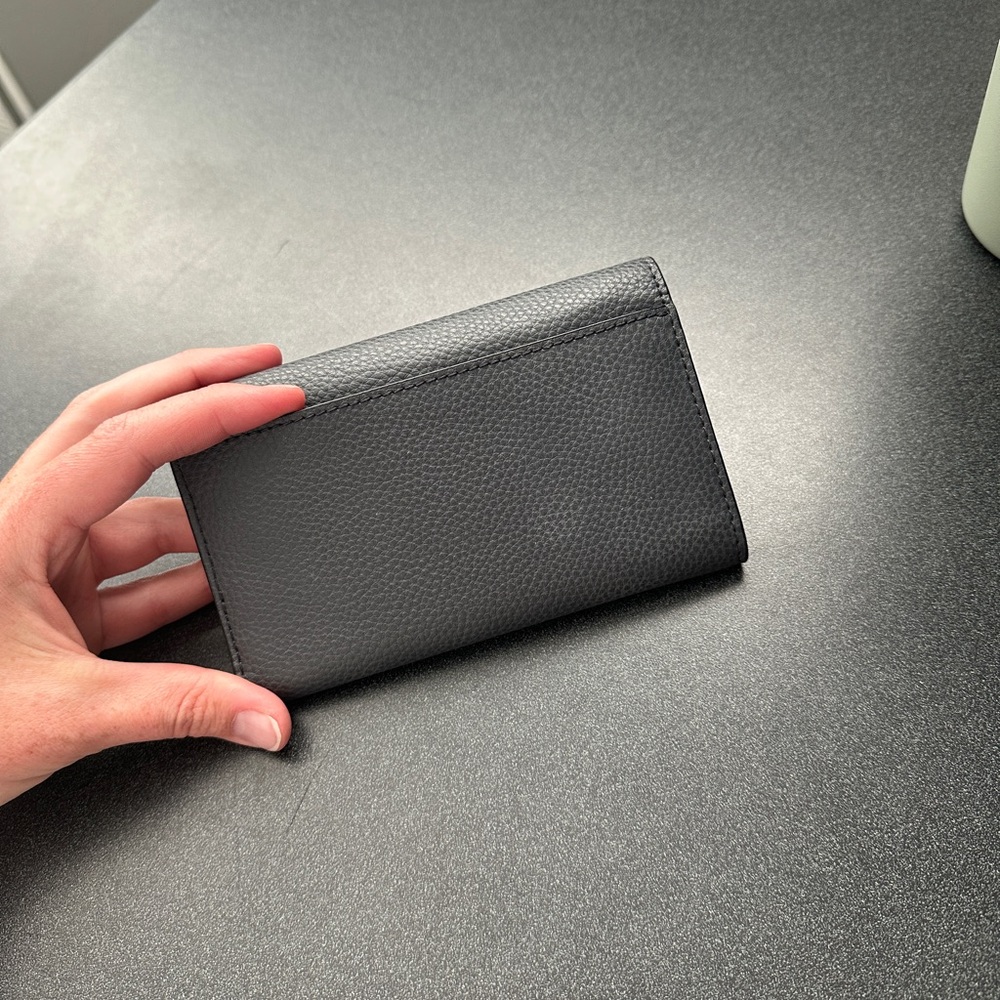 Coach Dark Blue Pebbled Leather Tri-Fold Wallet - Picture 9 of 11